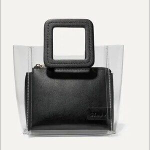 STAUD Mini Shirley Bag Clear PVC & Black Leather